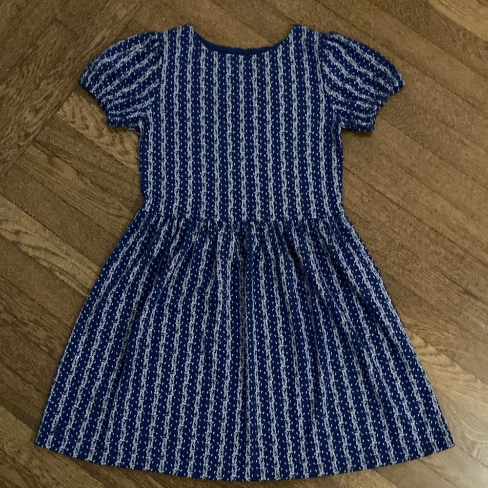 Ralph Lauren Kids Blue Floral Stretch Ponte Puff Sleeve Dress 12-14Y